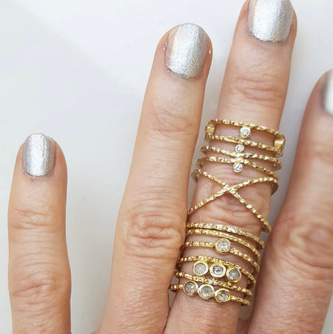 Gold urchin stack rings