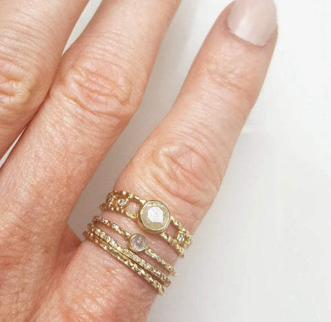 Gold urchin stack rings