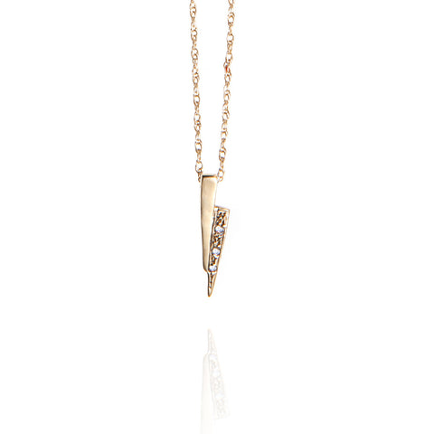 Gold on gold razor necklace with white diamonds