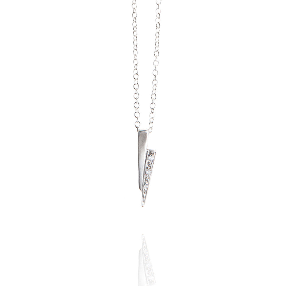 Sterling silver razor necklace with white diamonds