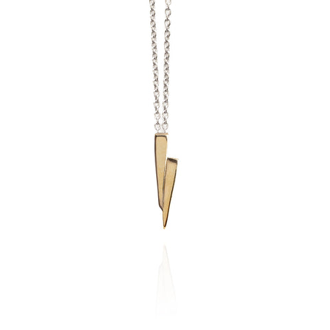 Gold on silver razor necklace