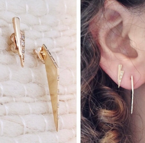 Gold razor studs with white diamonds