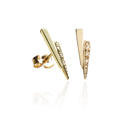 Gold razor studs with white diamonds