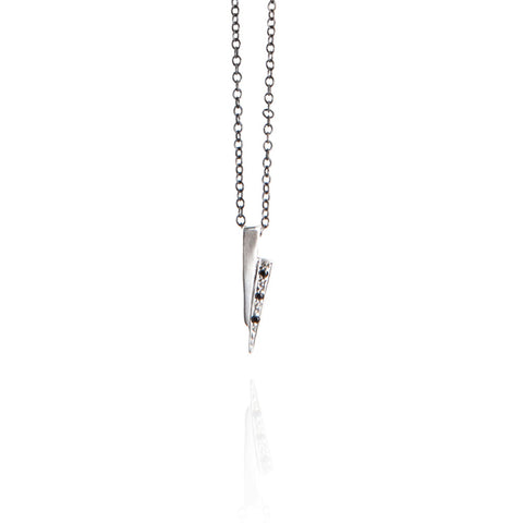 Sterling silver razor necklace with black diamonds