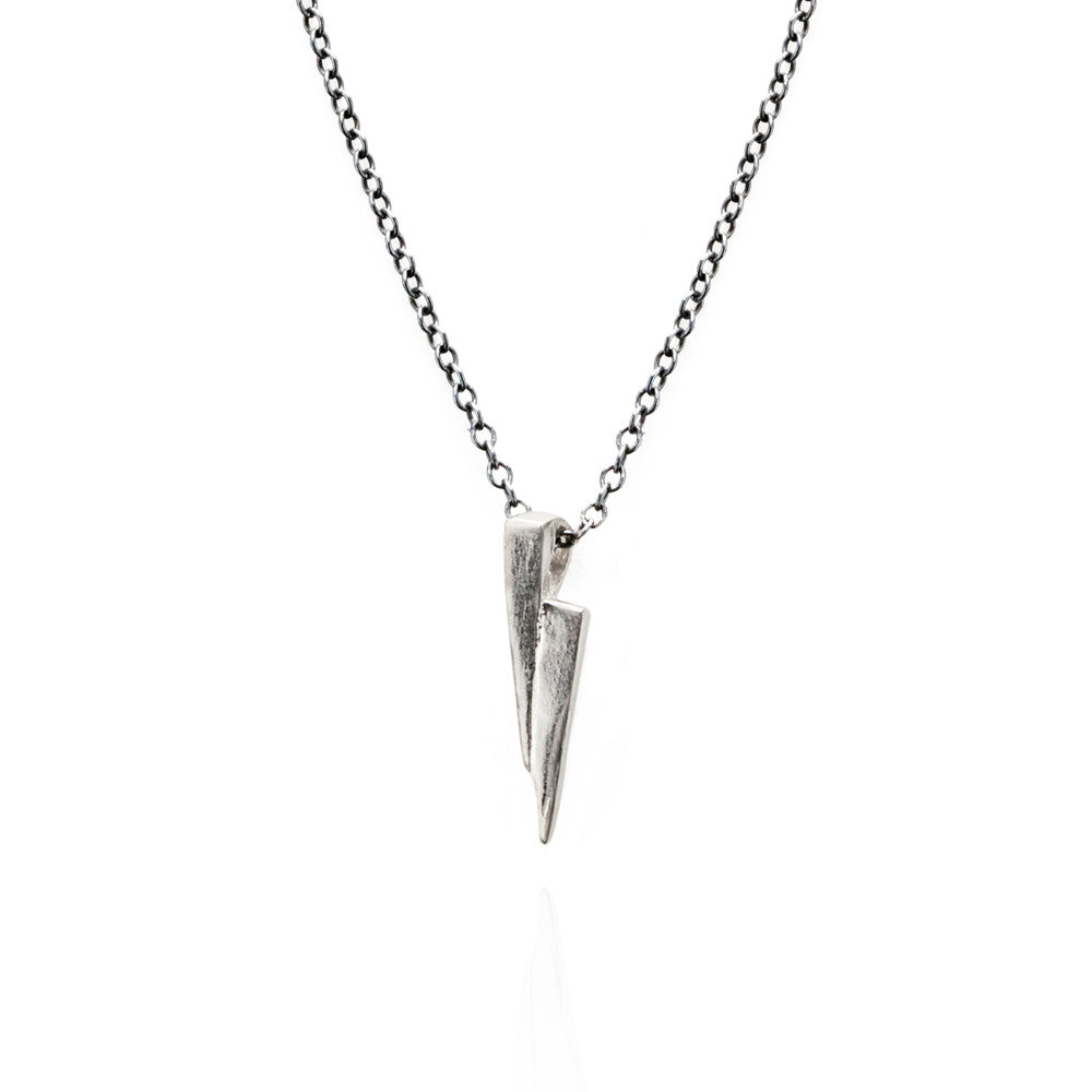 Sterling on oxidized chain razor necklace