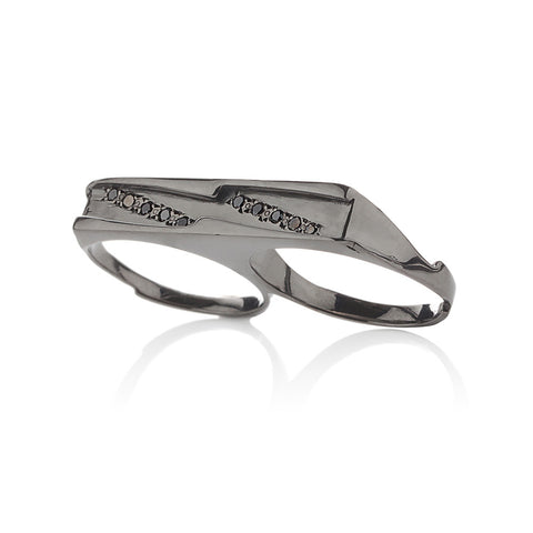 Black diamond double razor ring