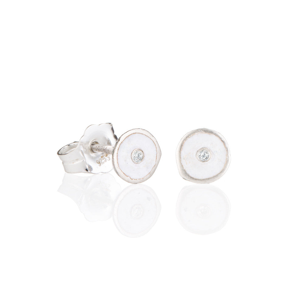 White droplet studs with diamonds