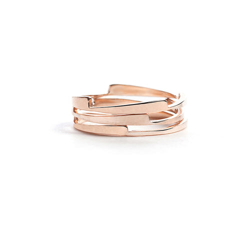 Rose gold razor stack rings